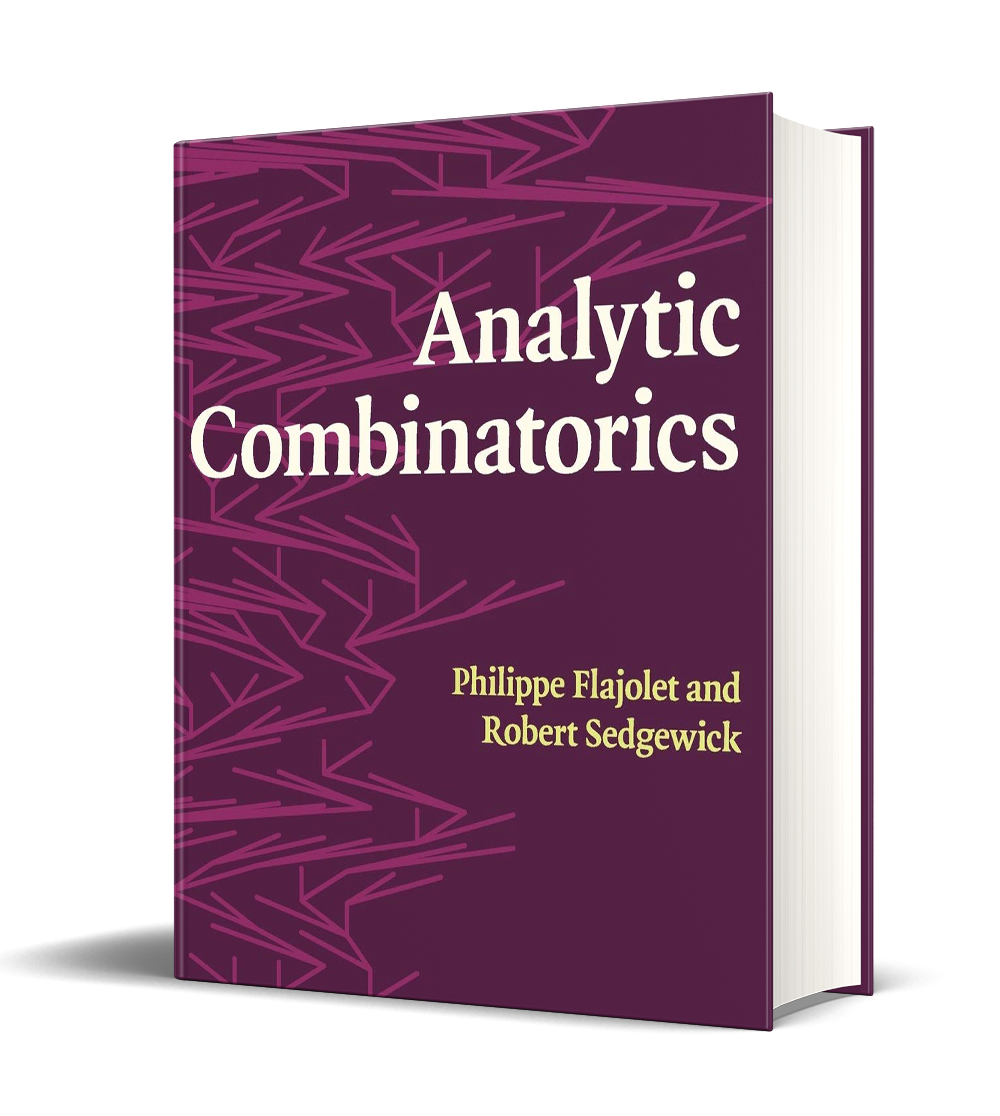 Purple book cover 'Analytic Combinatorics' Philippe Flajolet and Robert Sedgewick